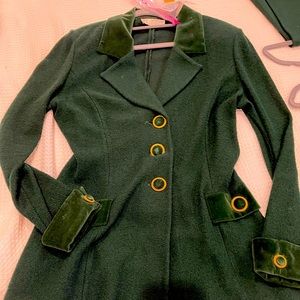 St. John suit Green velvet color cuffs